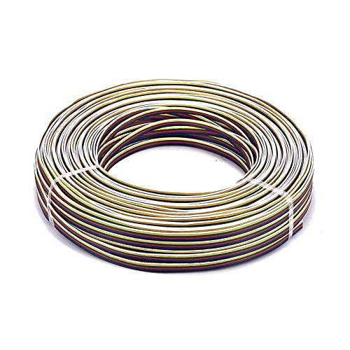 Gimax 5roll 6 Pin RGBWWW Extension Cable 100m 22AWG SM JST Connector Extend Electric Wires For 5050 RGB CCT LED Rigid Strip Modules - (Pins: 6P)