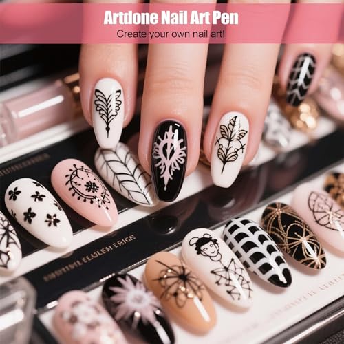 Artdone Nail Dotting Tools 32PCS Double-ended Nail Art Brushes Kit Nail Art Gel Polish Liner Brushes Design Pen For Nail Drawing And Nail Paint Brushes Small Detail Brushes - Thumbnail 7