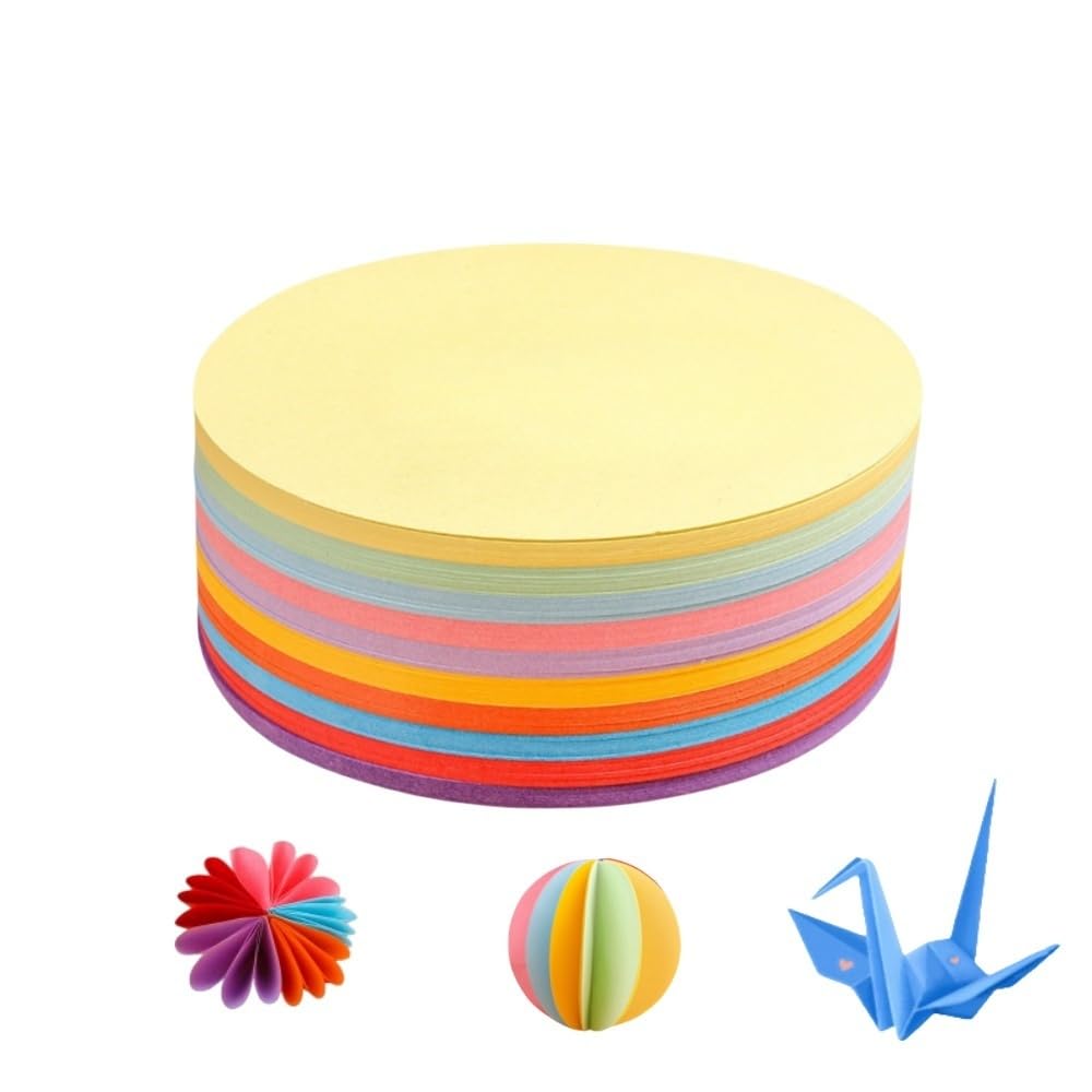 500 Pcs Circle Cutouts Paper,5.9" Craft Paper Assorted Color Round Die Cut for DIY Craft Bulletin Board Decorations Office School Chalkboard Wall Decor (Multicolor, 5.9")