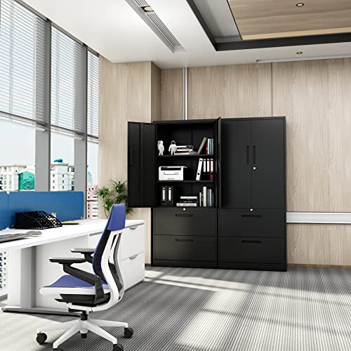 Peukc Metal File Cabinet With 2 Drawer, Vertical Filing Cabinets For Home Office, Locking File Cabinet With Storage Shelves, Legal/Letter/A4 Size Office File Cabinet (Black-2 Drawers) #TOP3