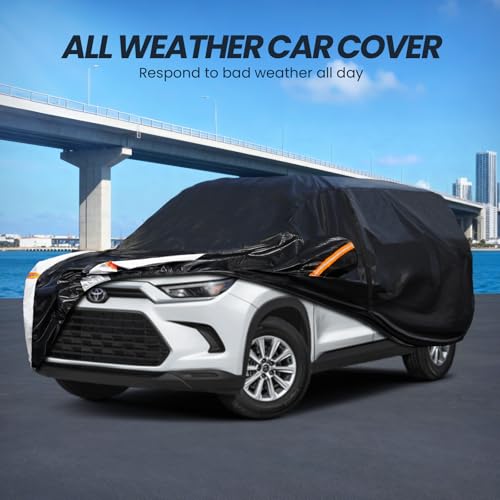 Image of Multi-Layer Car Cover Custom Fit for Toyota Grand Highlander(2013-2026), 100% Waterproof All Weather for Automobiles, Gift with Towel, Heavy Duty Car Covers for Rain Sun UV Protection With Door Zipper