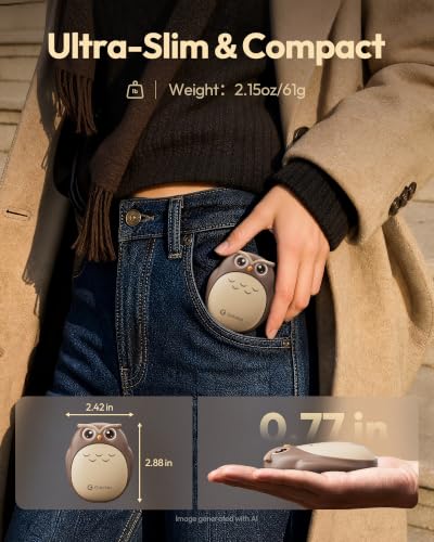 Gaiatop Rechargeable Hand Warmers 2 Pack, Owl Reusable Handwarmers, Brown - Image 4