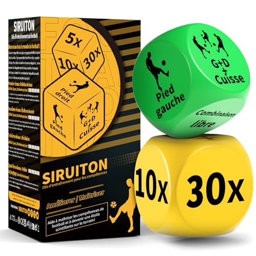 SIRUITON Dés d'entraînement de Football (2 pièces) Jeu Portable pour améliorer Passes et...