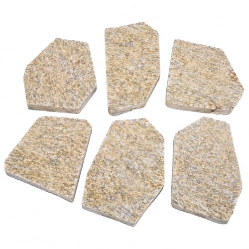 SZLIFE Pavé en pierre naturelle jaune, dalle extérieure à finition craquelée, pour jardin et allée, pavé irrégulier résistant