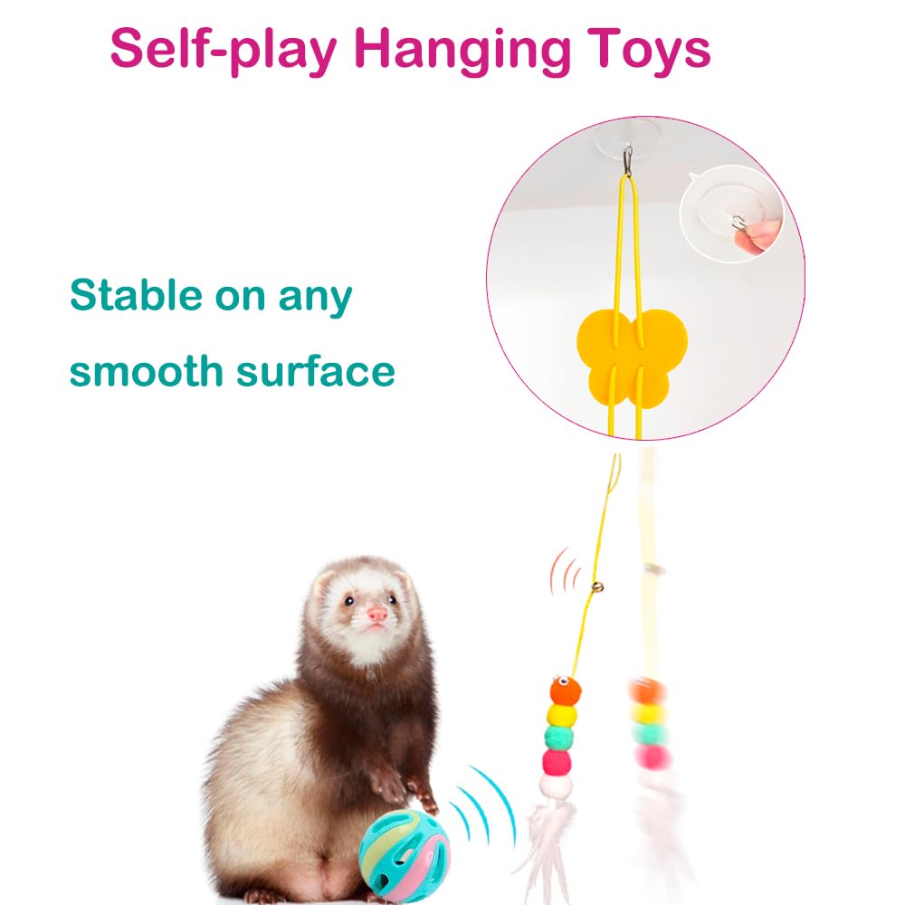 18 Stück Frettchen Quietschendes Anreicherungsspielzeug-Set Gummibälle Frettchen Zähneknirschen Kaubälle Zahnen Hüpfglockenball interaktives Geräuschquietschspielzeug Übung Kratzspielzeug für