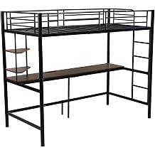 System Bet, Loft Bed, Single, Outlet, Desk, Storage Rack, Shelf, Load Capacity 551.7 lbs 250 kg, Height 66.9 inches 170 cm, Nordic Style, Bunk Bed, Room, Bunk Bed, Steel, Earthquakeproof Bed