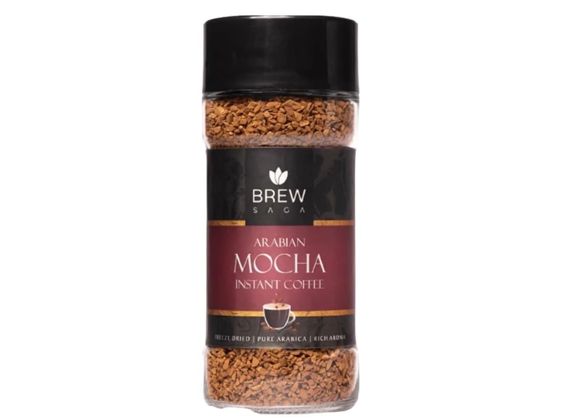 BREWSAGA Mocha Instant Coffee Powder | Premium Freeze-Dried Arabica Blend | Rich Aroma & Bold Flavor | Smooth Café-Style Coffee at Home | 2 x 100g Jars | No Added Sugar, 100% Pure Coffee