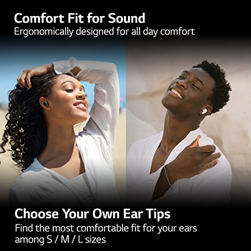 Image of LG Tone Free T60Q - Hybrid Active Noise Cancelling True Wireless Bluetooth Uvnano+ Earbuds