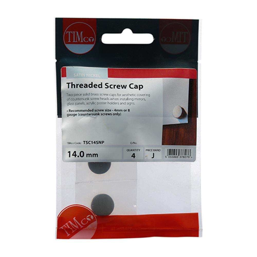 Timco Tsc14snp Threaded Screw Caps - Solid Brass - Satin Nickel 14Mm Timpac 4