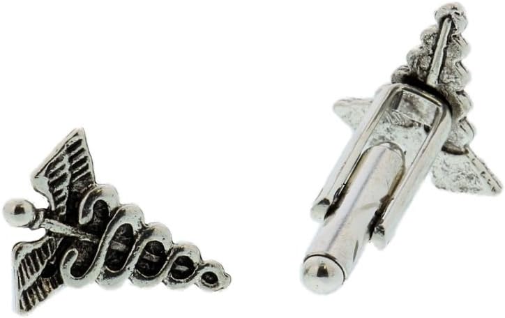 Silver Medical Staff Cufflinks by Classic Cufflinks