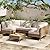 SunloungeCo 7-Piece Patio Furniture Set, Outdoor Wicker Sectional Sofa with Coffee Table, Anti-Slip & Thick All-Weather Cushions for Sunroom,Garden,Backyard, Beige