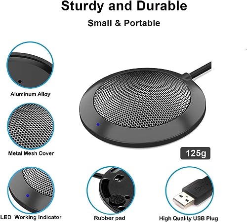 Conference USB Microphone For Computer,Plug & Play Omnidirectional Boundary Condenser PC Microphones For Streaming,VOIP Calls,Skype,Chatting (Blue)