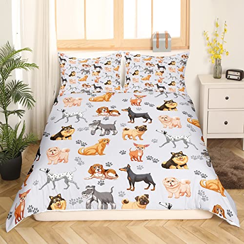 Loussiesd Cute Toddler Cartoon Dogs Beds-Boys Girls Kids Pet Dog Puppy Animal Lover Duvet Cover Set-Single Size Comforter Cover - Image 3