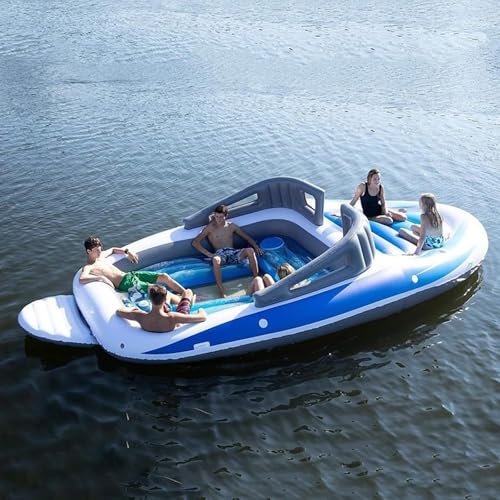 Bote Inflable PortáTil Durable De MúLtiples Fines Bote Inflable para 6 Personas Toma Un Remo De Bote Bomba De Aire Y Bolsa De Transporte