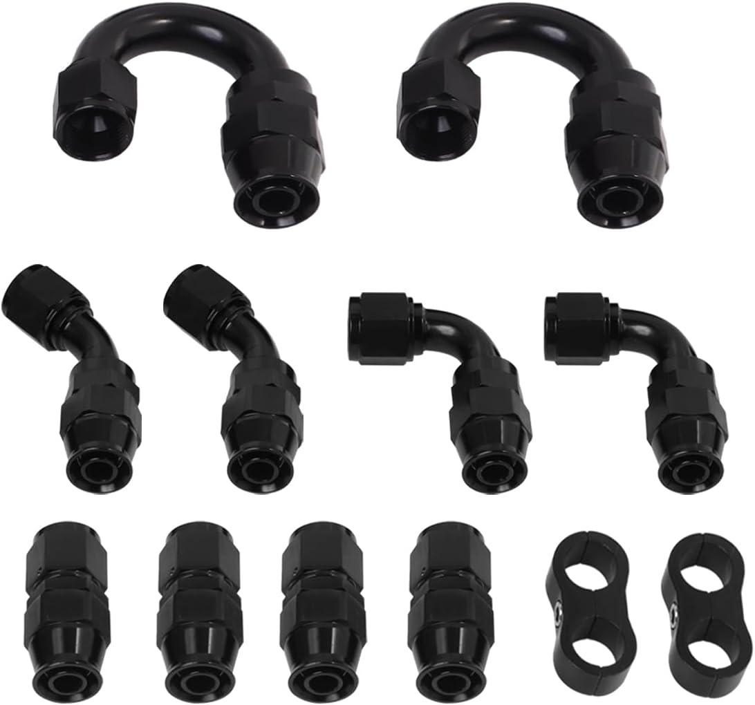 LokoCar 6AN PTFE Fuel Line Kit Nylon Braided E85 Fuel Hose Line Fitting Kit 20FT Black