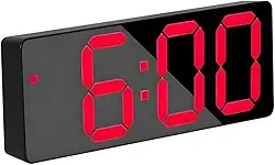 Relógio Digital LED Q-2151 com Despertador, Alarme e Controle de Luminosidade - Display de Temperatura, Modos 12/24 Horas e Alimentação USB (Vermelho)