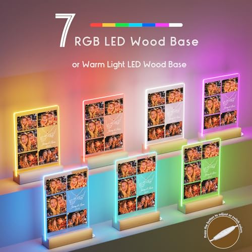 Giftove Personalized Valentines Gifts for Him Her, Customized Anniversary Acrylic Gifts for Women Men Boyfriend Girlfriend Couple, Custom Picture Frame with LED for Wife Husband on Valentines Day