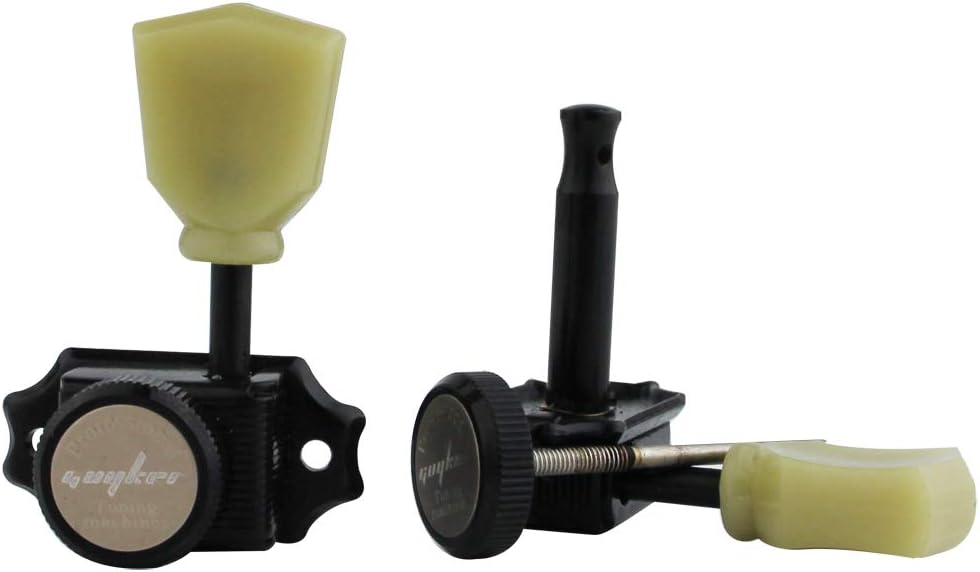 Guyker Locking Guitar Machine Heads (3R + 3L) – 1:15 Ratio Lock String Vintage Deluxe Tuning Key Pegs Tuners Set Replacement for Electric, Acoustic or Folk Guitars - Black