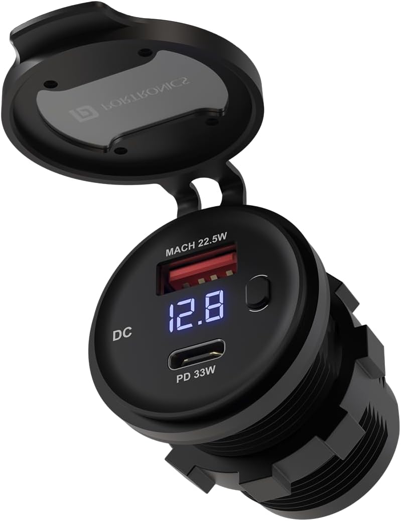 Spark 51W Multi-Vehicle Phone Charger, 33W Type-C Power Delivery, 18W USB Fast Charging, Type-C & USB Dual Output, for Motorcycles & Scooters