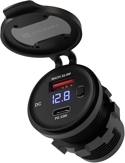 Portronics Spark 51W Multi-Vehicle Phone Charger, 33W Type-C Power Delivery, 18W USB Fast Charging, Type-C & USB Dual Output, for Motorcycles & Scooters