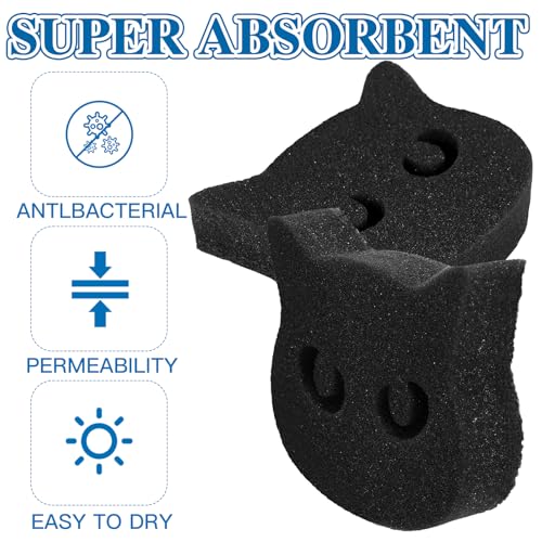 Image of Tioncy 12 Pack Black Cat Sponges Bulk Dual Sided Scrubber Sponges Dishwashing Non Scratch for Cat Kitchen Accessories Dish Scouring