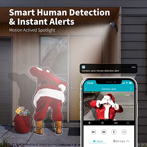 Vsmahome Security Camera Outdoor With Spotlight, 2.5K Hd With Color Night Vision, Mini G3 Pro Outdoor Camera With Smart Human Detect & Alarm,2-Way Talk,Cloud/Sd,Ip65 For Outdoor Pet Cam #TOP4