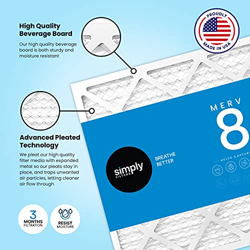 Simply By Mervfilters 16X25X1 Air Filter, Merv 8, Mpr 600, Ac Furnace Air Filter, 6 Pack #TOP1