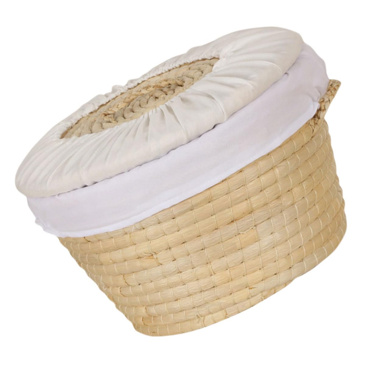 Cesto Intrecciato per Pane e Uova, Beige, in Foglie di Mais