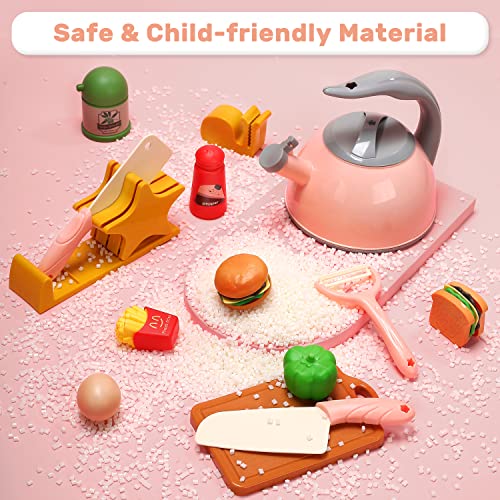 Cute Stone Play Kitchen Accessories Set, Kids Cooking Toys Set With Play Pots And Pans, Electronic Induction Cooktop With Sound & Light, Cookware Utensils Kids Kitchen Set Kitchen Toys For Kids #TOP4