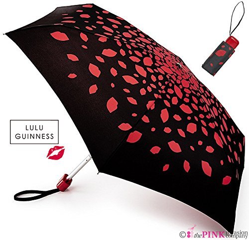 Lulu Guinness Tonal Scattered Raining Lips Tiny Handbag Sized Compact Umbrella Brolly 7F3550