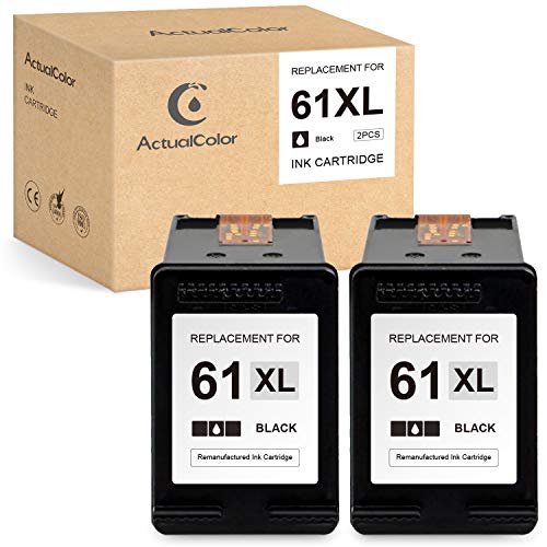 ActualColor C Remanufactured Ink Cartridge Replacement for HP 61 XL 61XL for Envy 4500 5530 Deskjet 1000 1056 1510 1512 1010 1055 2000 2050 2510 2540 3000 OfficeJet 4630 2620 Printer (Black,2 Pack)