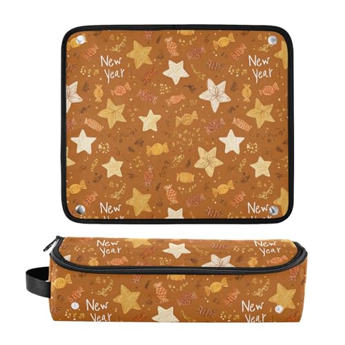 Bolso de viaje para herramientas de cabello New Year Star Brown para plancha rizadora, plancha para el cabello y secador portátil con organizador y tapete resistente al calor, de gran capacidad miniatura 3