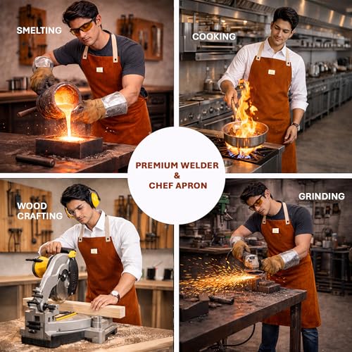 Image of uniformer Fire Retardant Apron | Heat & Spark Resistant | Fire Safety Apron | Heavy Duty Safety Gear | For Welders, Chefs & Fire Hazard Workers
