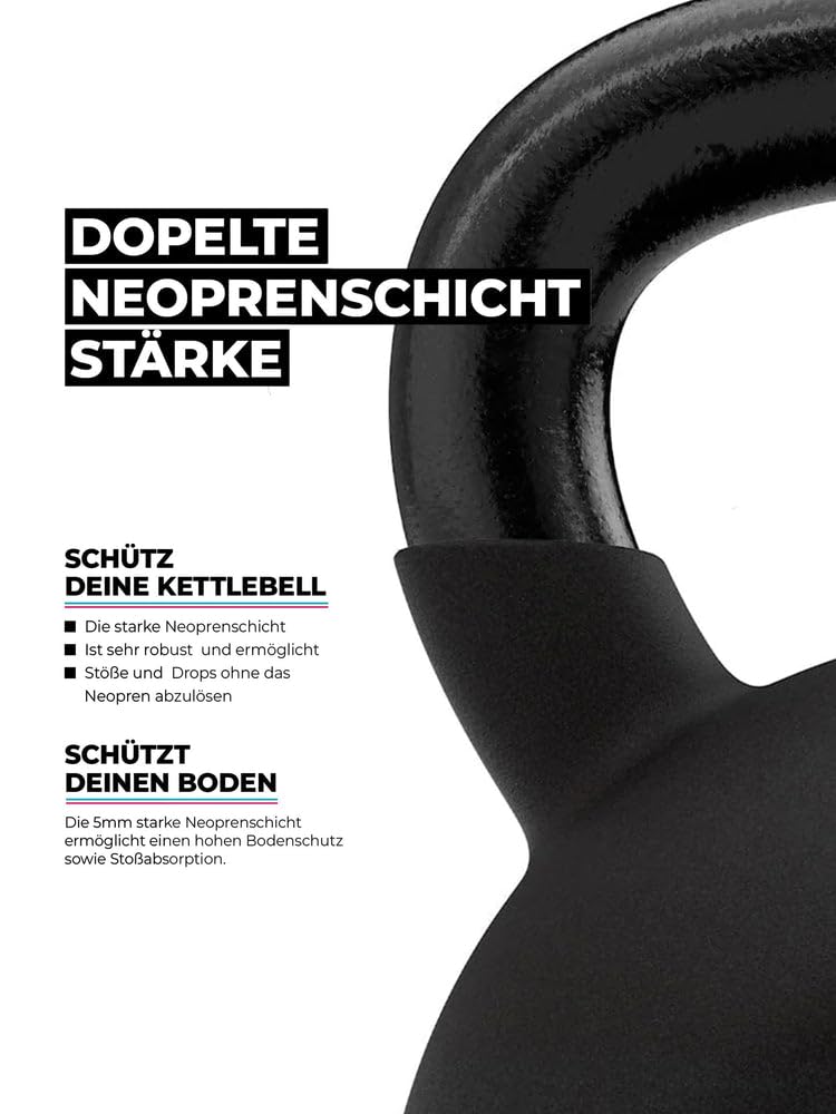ATLETICA Kettlebell | 4 kg-32 kg | Look & Feel di alta qualità | Doppio rivestimento in neoprene, dimensioni a scelta