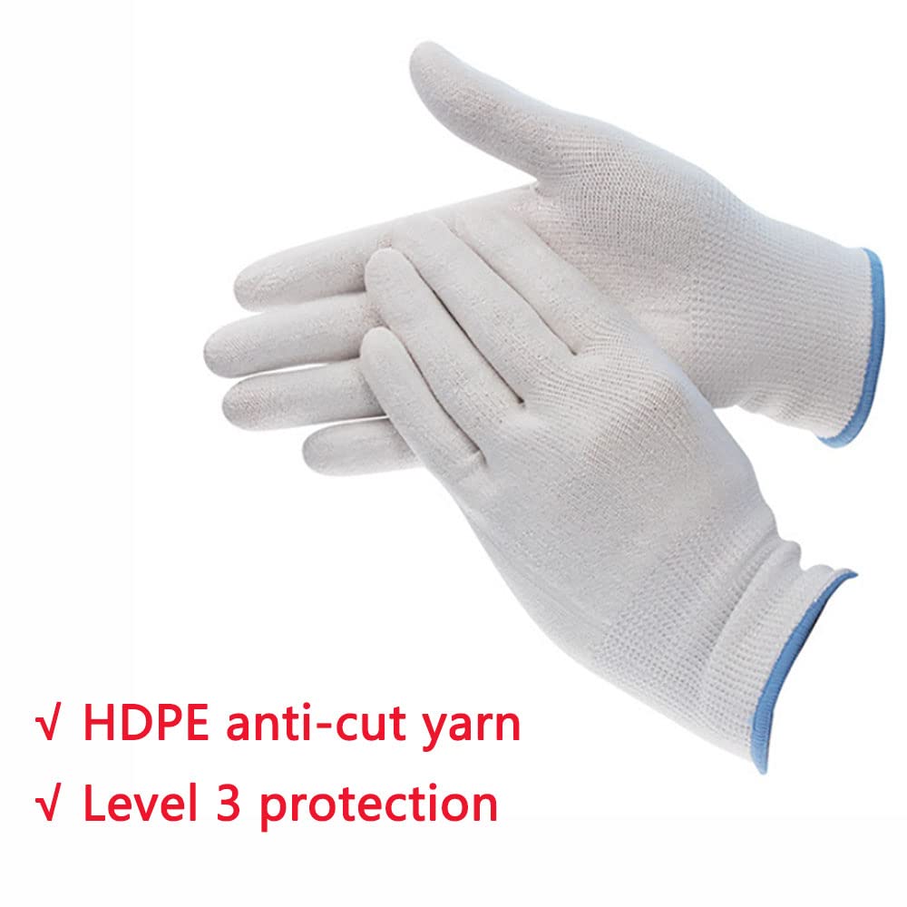 Lot de 5 paires de gants résistants aux coupures, pour homme et femme, en fil Hdpe - Gants de travail respirants - Résistants à l'abrasion pour le jardinage, l'entrepôt, la construction, l'extérieur