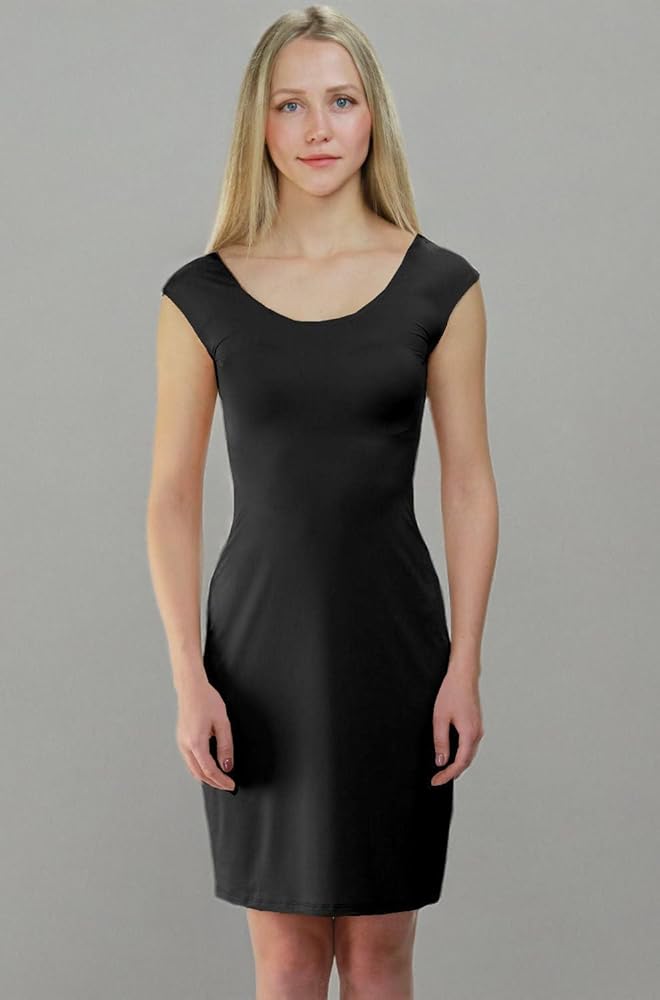 Bradshaw & Palmer The Underall Cap Sleeve Knee Length Full Dress Slip -  Black, X-Small at Amazon Women's Clothing store