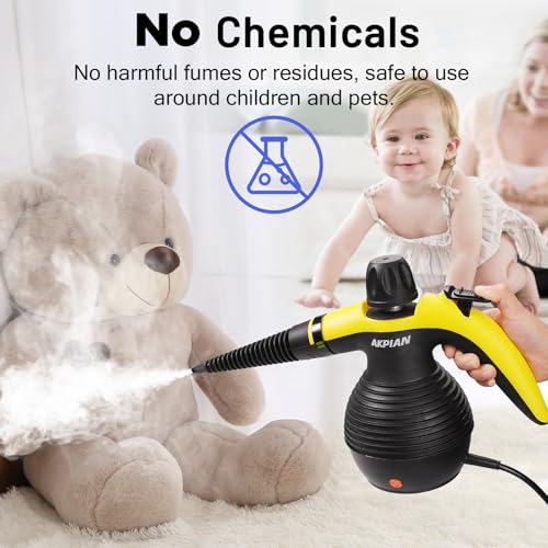AKPIAN Handheld Steam Cleaner, Cleaning Steamer, Portable Multi-Purpose Steam Cleaner with Safety Lock and 10 Piece Accessory Kit for Removing Dirt, Grease - Image 3