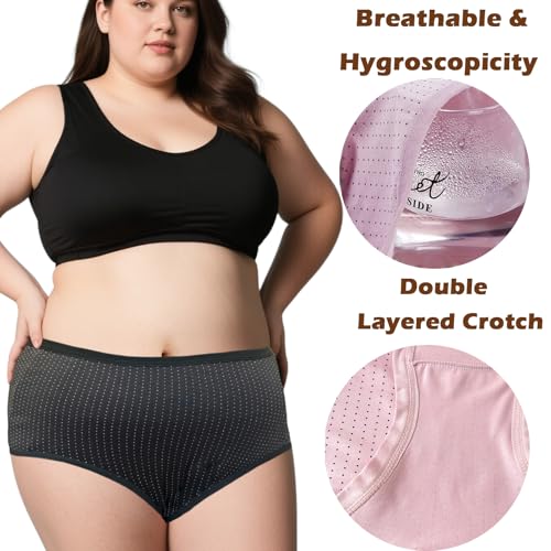 Women's Plus Size XL-6XL Underwear High Waisted Plus Size Panties Briefs for Women 6-Pack4