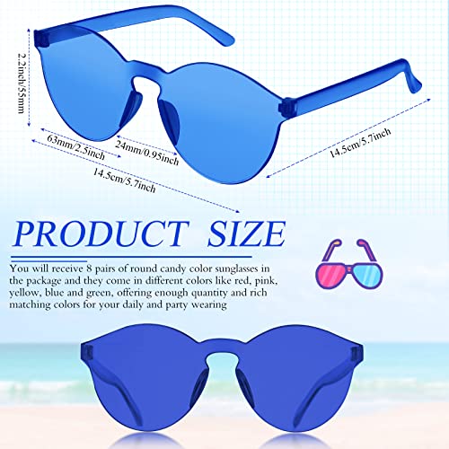 TOODOO 6 Pairs Rimless Sunglasses Colored Glasses Round Party Sunglasses Transparent Candy Color Eyewear Frameless Retro Eyeglasses(Assorted Color)2