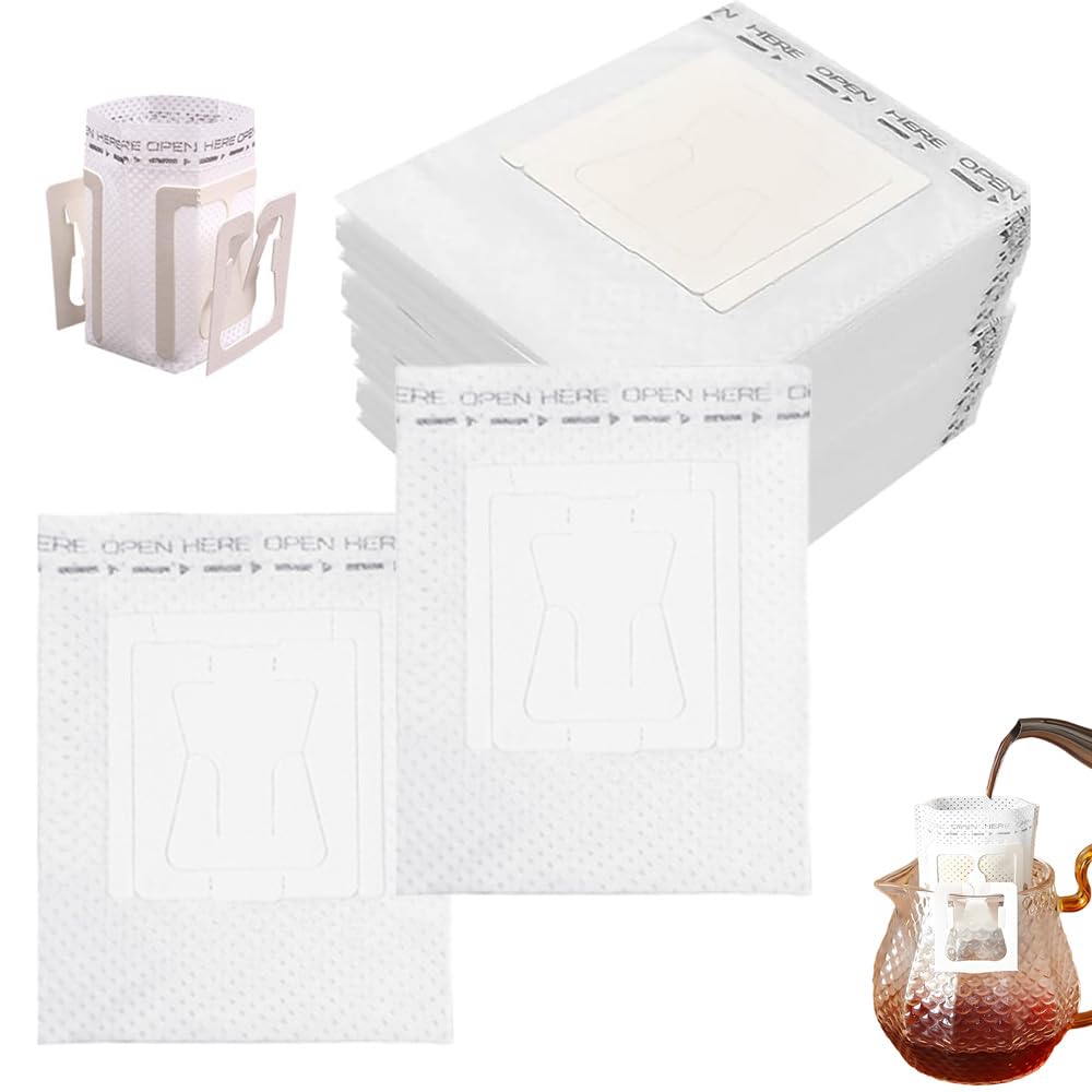 YJRUNFU コーヒーフィルター ペーパーフィルター ドリップフィルター バッグ ドリップコーヒー用 1杯用 吊り耳ドリップ袋のフィルター 旅行 珈琲 喫茶店 オフィス 手作り コーヒーフィルター ツール （100枚入り）