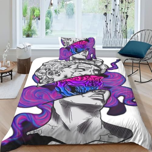 Housse de couette single 135x200cm imprimé 3d avec sa taie d'oreiller