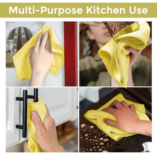 Image of Microfiber Cloth | 360 GSM Thick Lint & Streak-Free Multipurpose Cloths - Automotive Microfibre Towels for Car Bike Cleaning Polishing Washing & Detailing |(40 x 40 cm, Yellow)|Pack of 4