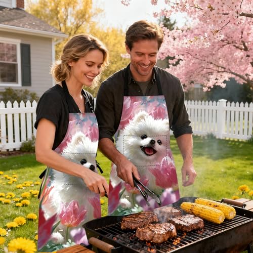 Image of Nuxovilar Decorative Kitchen Apron, 26.77x30.70 Inch Polyester Cooking Wearable Cover