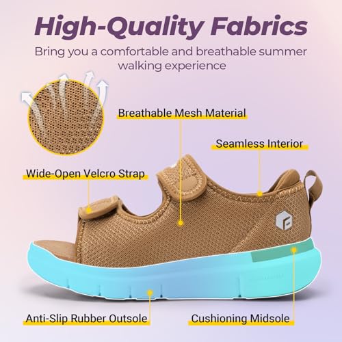 Image of FitVille Diabetic Sandals for Women Wide Width with Arch Support, Adjustable Dual Straps Wide Sandals for Women