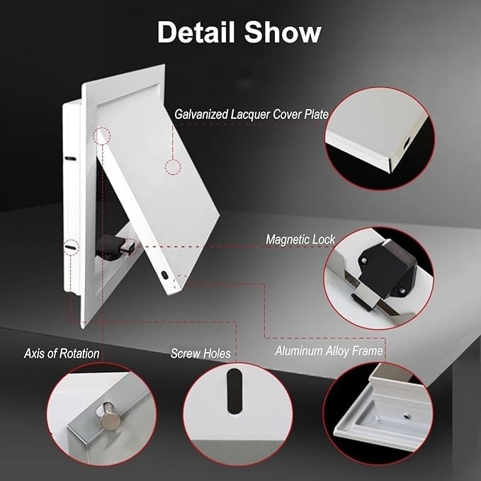Panel de acceso blanco duradero de 40x35cm con cierre magnético de alta gama 6
