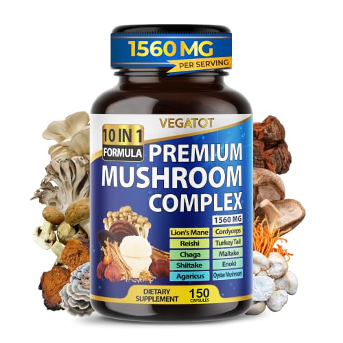 Vegatot Mushroom Complex 1560mg 10-in-1, Lion's...