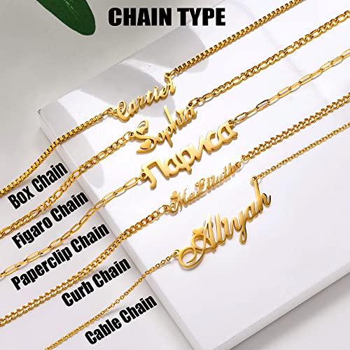 Vnox Name Necklace Personalized For Women - Handmade Custom Name Necklace For Women With Heart, Birthstone Nameplate Customized Jewelry Birthday Gifts For Women Teen Girls #TOP4