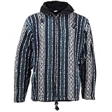 Diseñado Para Un Loose Fit LOUDelephant Forro Polar PERCHADO Algodón Chaqueta con Capucha Cárdigan - Azul&Blanco, Large