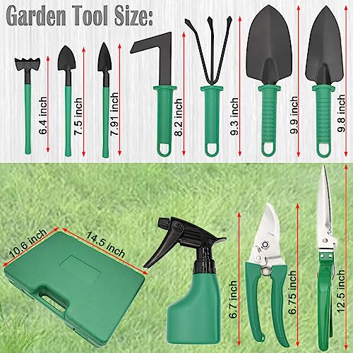 LIYYOO Garden Tool Set,10 PCS Gardening Tools Set with Carrying Case,Gardening Hand Tools,Ergonomic Hand Tool, Pruner, Rake, Shovel, Trowel, Sprayer, Gardening Gifts for Women - Thumbnail 3