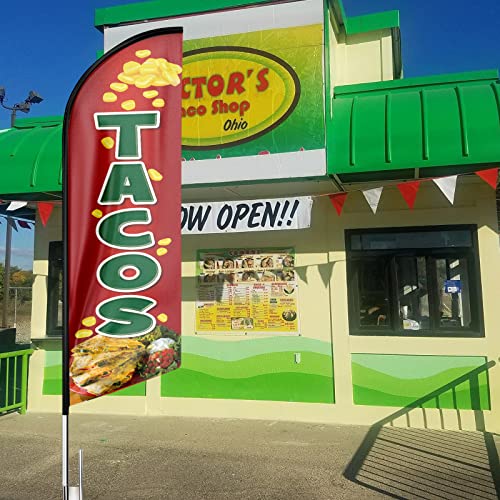 Fsflag Tacos Advertising Swooper Flag Banner, 8Ft Tacos Feather Flag, Advertising Feather Banner Sign For Tacos Business #TOP3